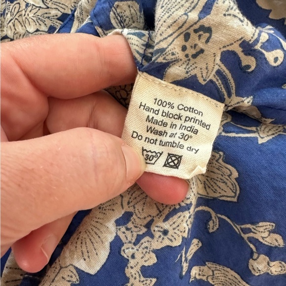 Mango Manor Indian Cotton Boho Hand Block Printed Trapeze Dress Womens Large - Picture 4 of 5